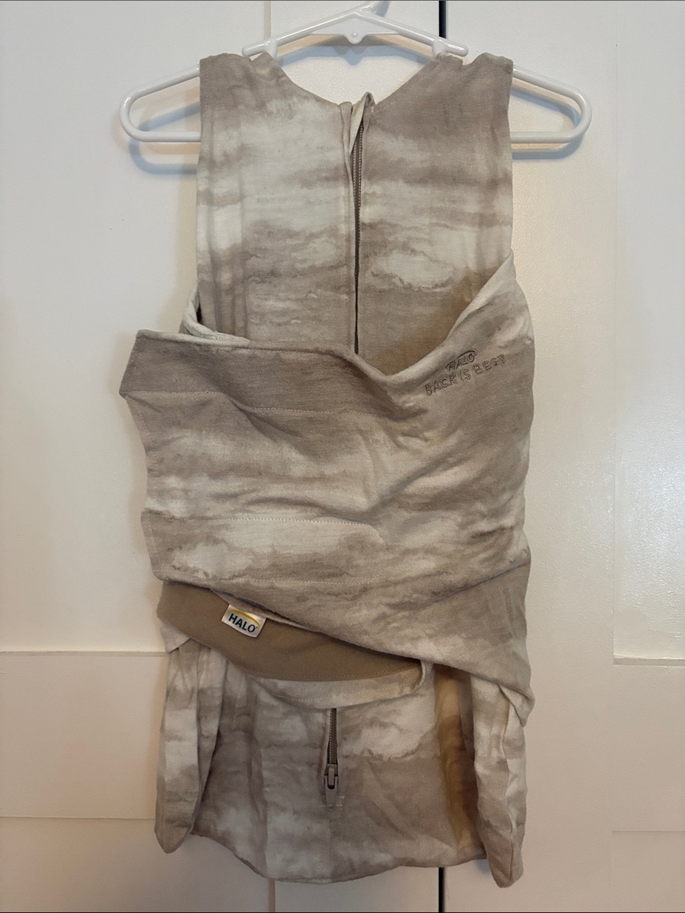 Halo Beige Marble-Print Baby Sleep Sack